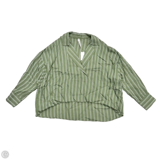 Top Long Sleeve By Anthropologie In Green & White, Size: S