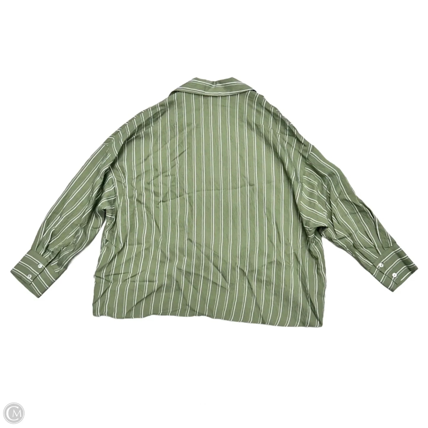 Top Long Sleeve By Anthropologie In Green & White, Size: S
