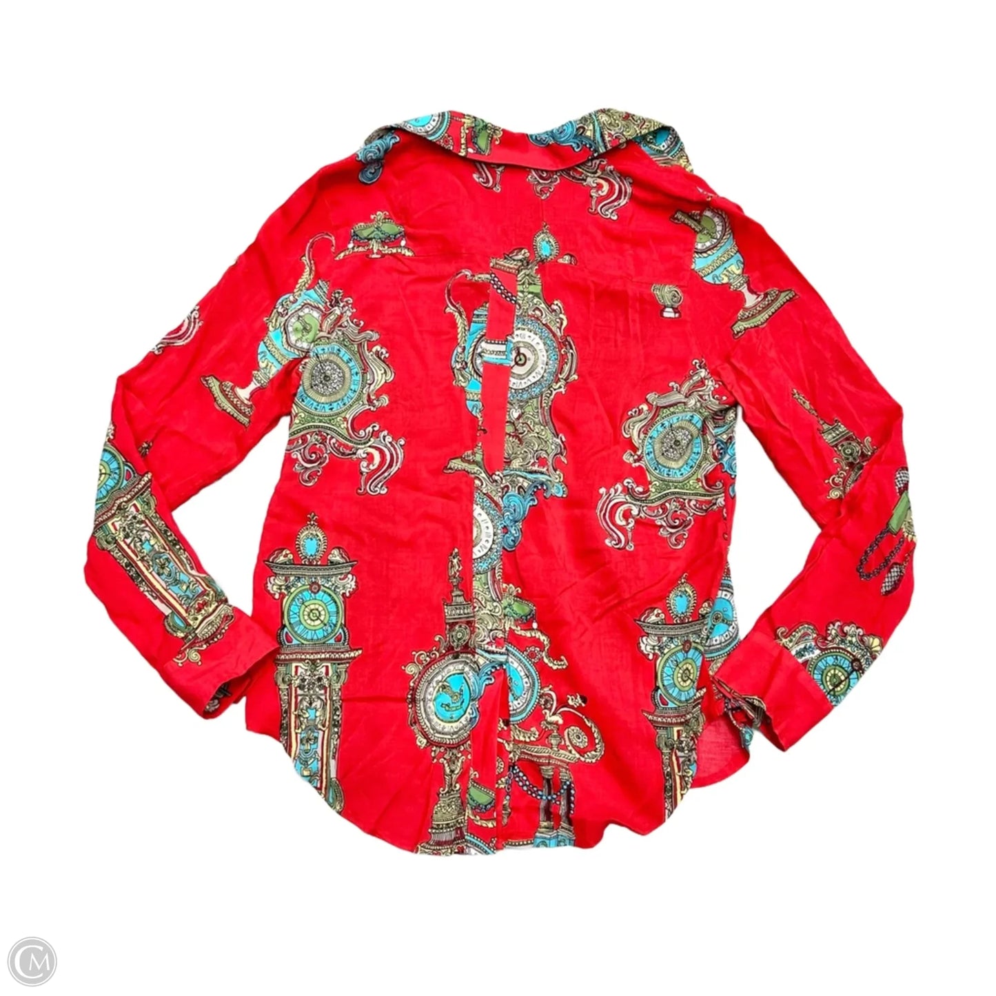 Top Long Sleeve By Maeve In Blue & Red, Size: S