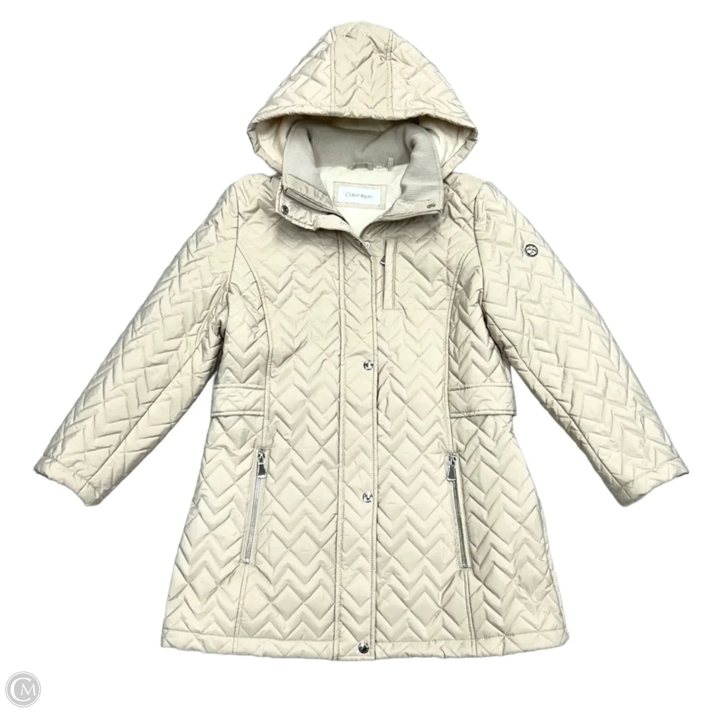 Coat Puffer & Quilted By Calvin Klein In Tan, Size: L