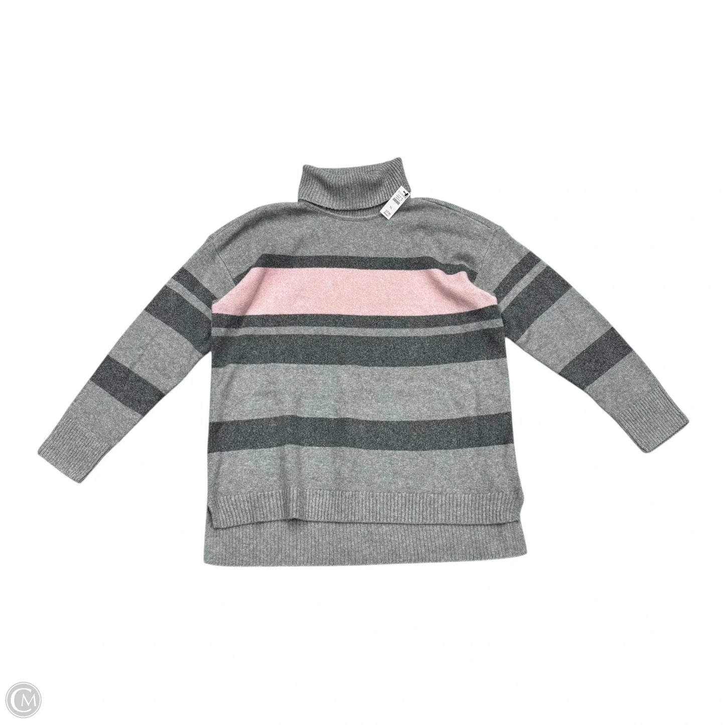 Sweater By Talbots In Grey & Pink, Size: Xl