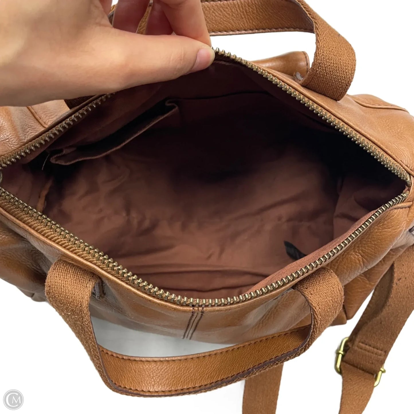 Handbag Leather By Fossil, Size: Medium