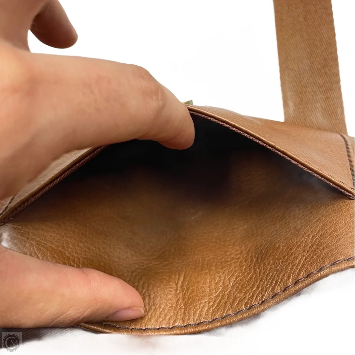 Handbag Leather By Fossil, Size: Medium