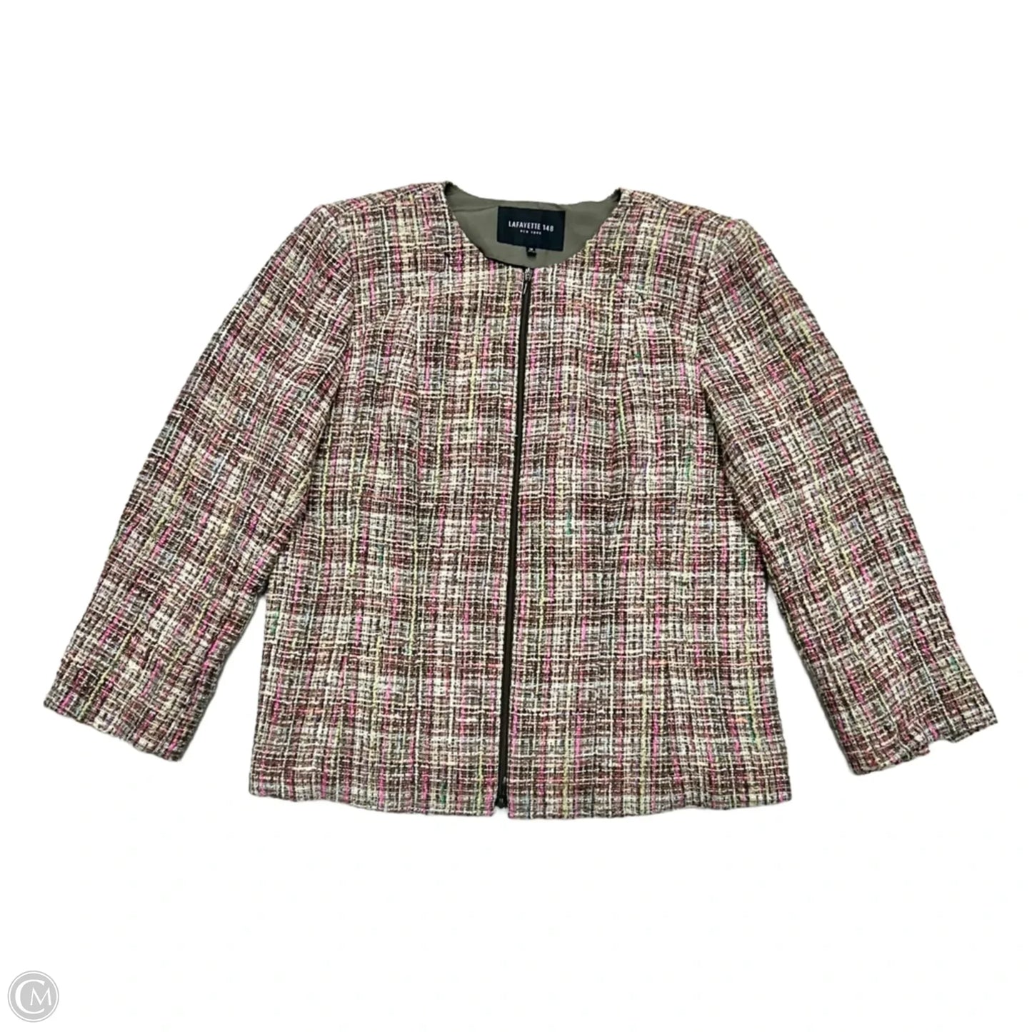 Blazer Designer By Lafayette 148 In Brown & Pink, Size: Xl
