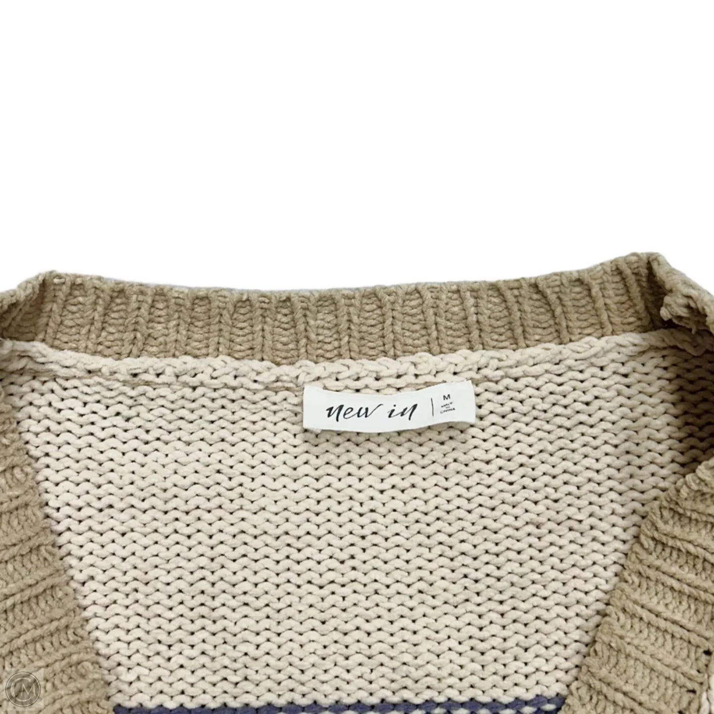 Sweater Cardigan By New In In Cream & Tan, Size: M