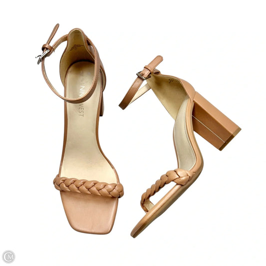 Sandals Heels Block By Nine West In Tan, Size: 8