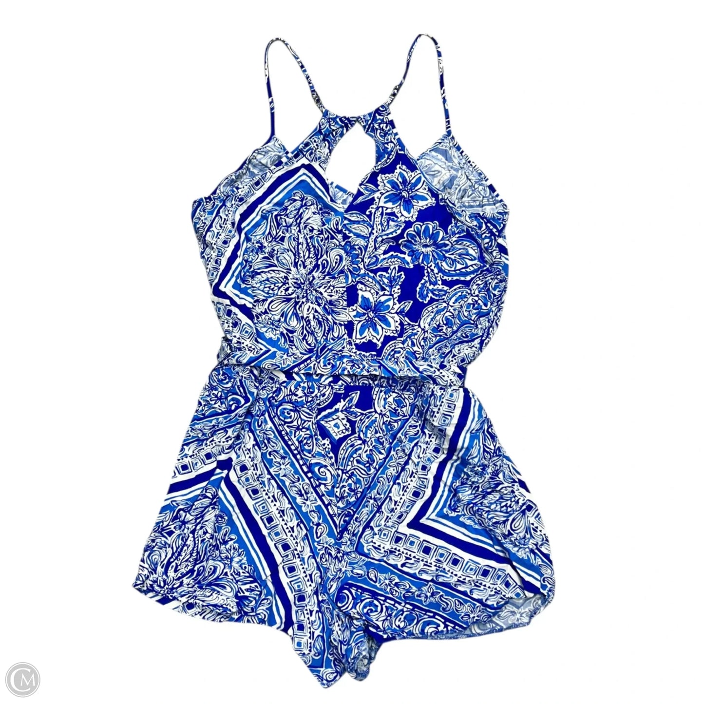 Romper Designer By Lilly Pulitzer In Blue & White, Size: Xl