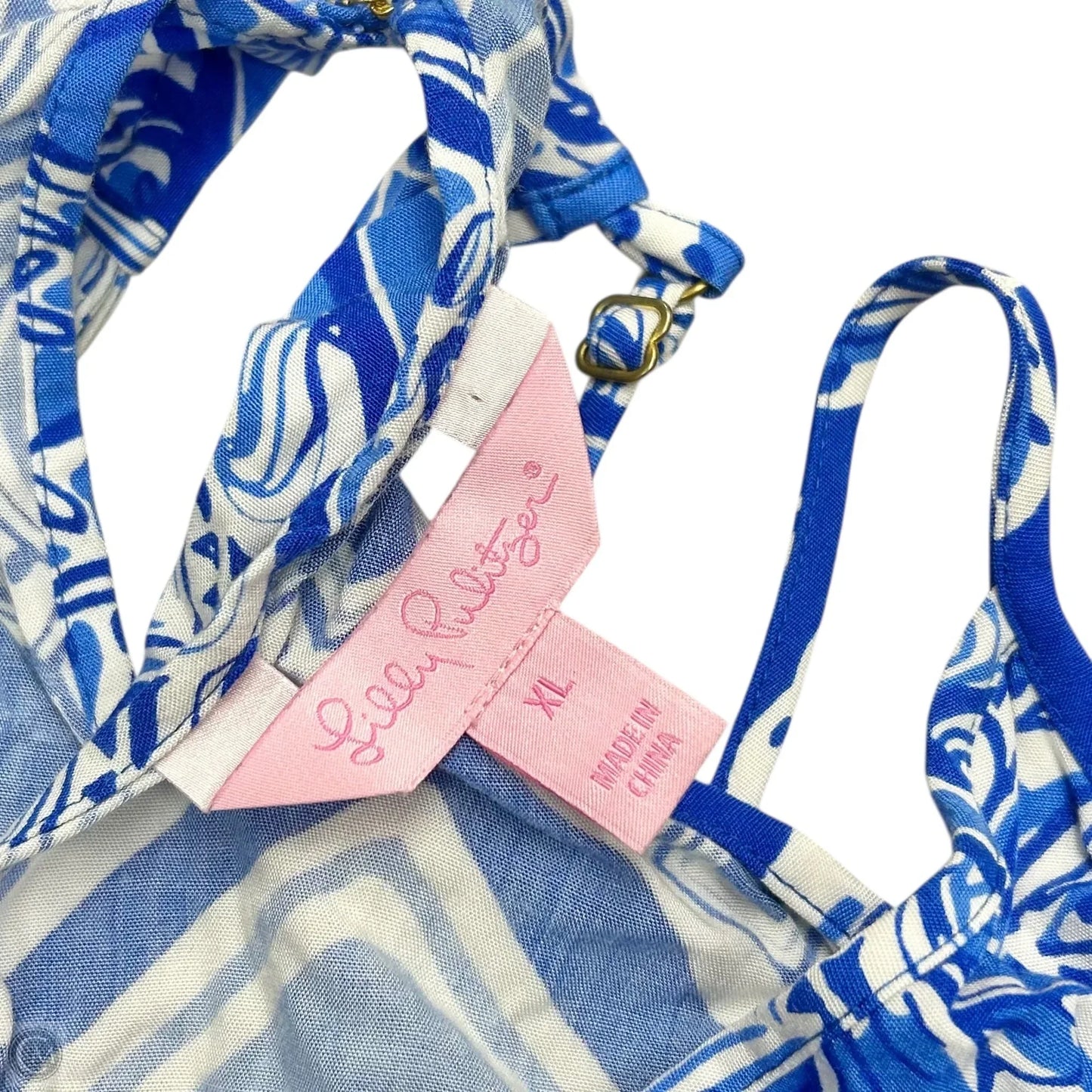 Romper Designer By Lilly Pulitzer In Blue & White, Size: Xl