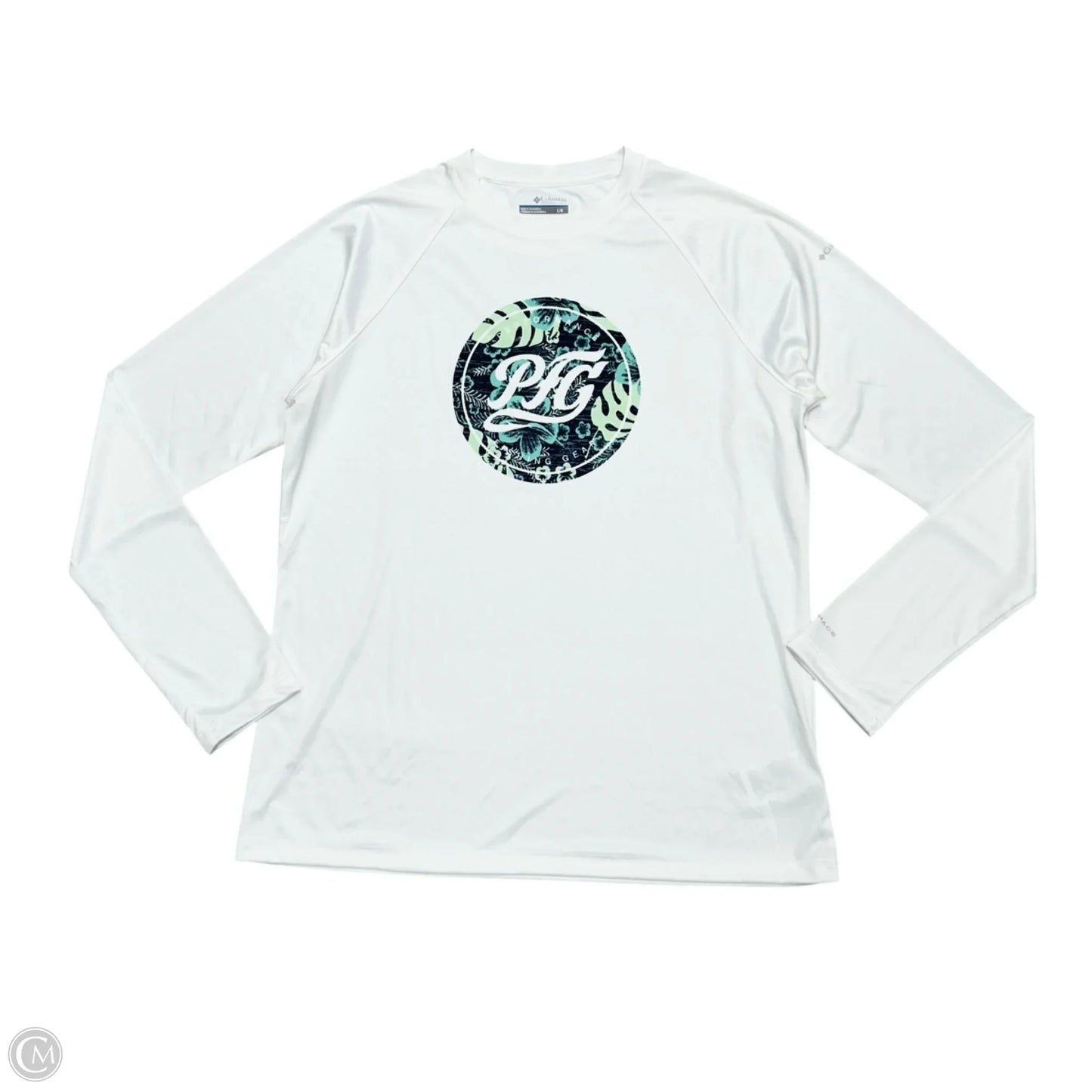 Athletic Top Long Sleeve Crewneck By Columbia In Blue & White, Size: L