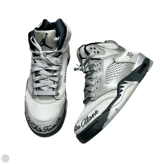 Shoes Luxury Designer By Jordan In Silver, Size: 7