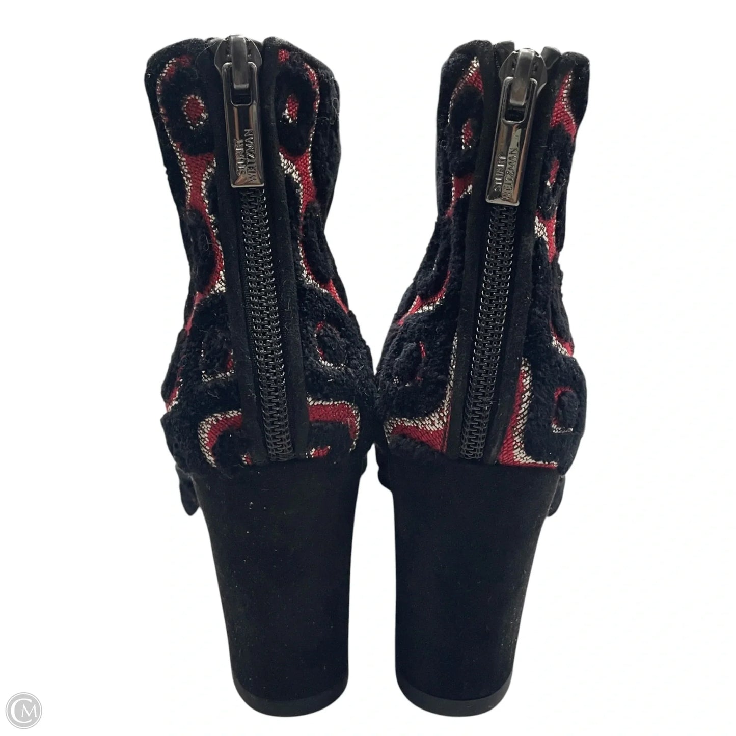 Boots Designer By Stuart Weitzman In Black & Red, Size: 5