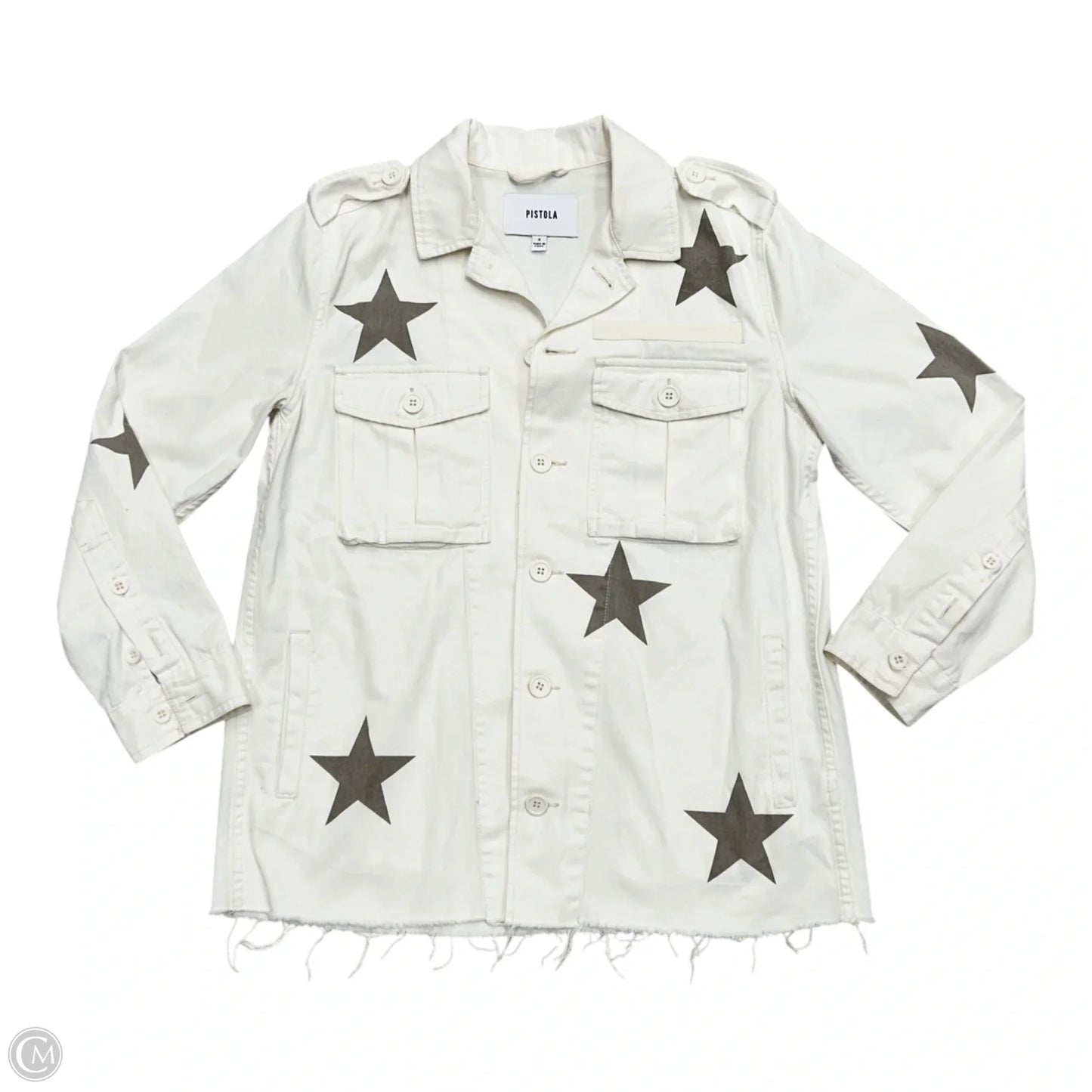 Jacket Denim By Pistola In White Denim, Size: S