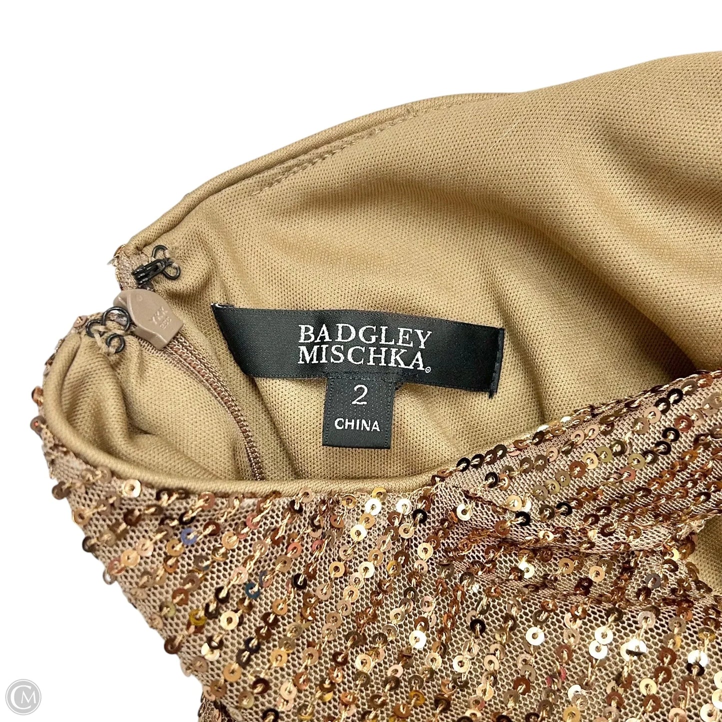 Dress Casual Midi By Badgley Mischka In Bronze, Size: Xs