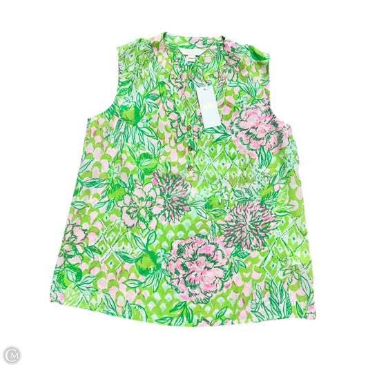 Top Sleeveless Designer By Lilly Pulitzer In Green & Pink, Size: S