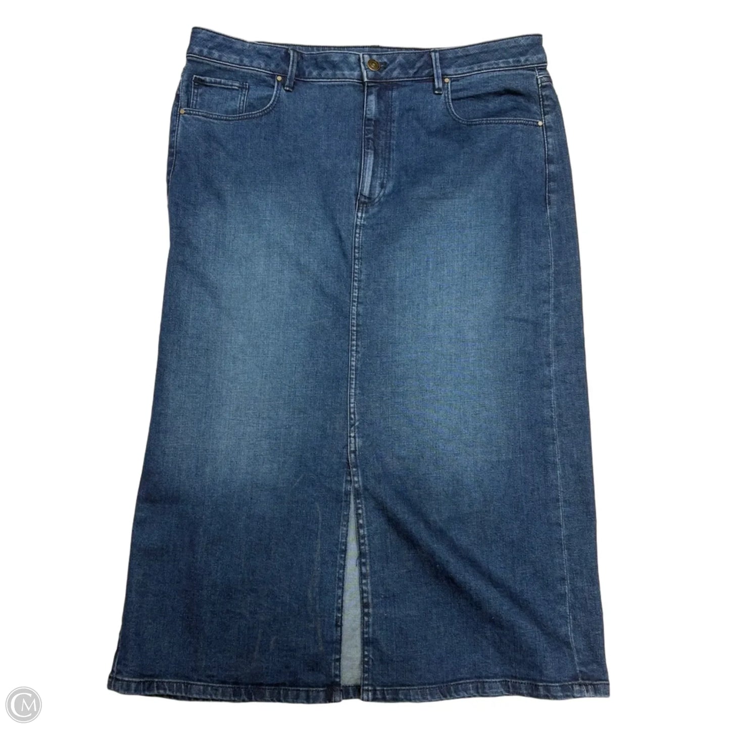 Skirt Midi By Ann Taylor In Blue Denim, Size: 14