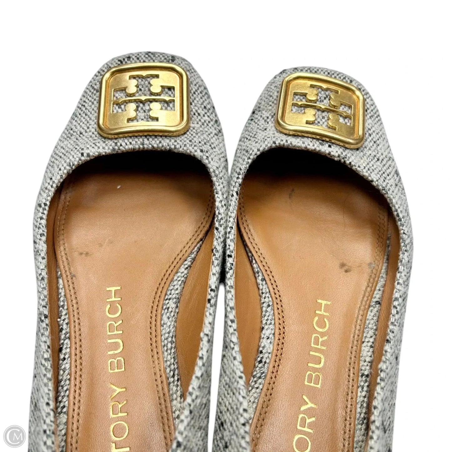Shoes Designer By Tory Burch In Gold & Grey, Size: 7