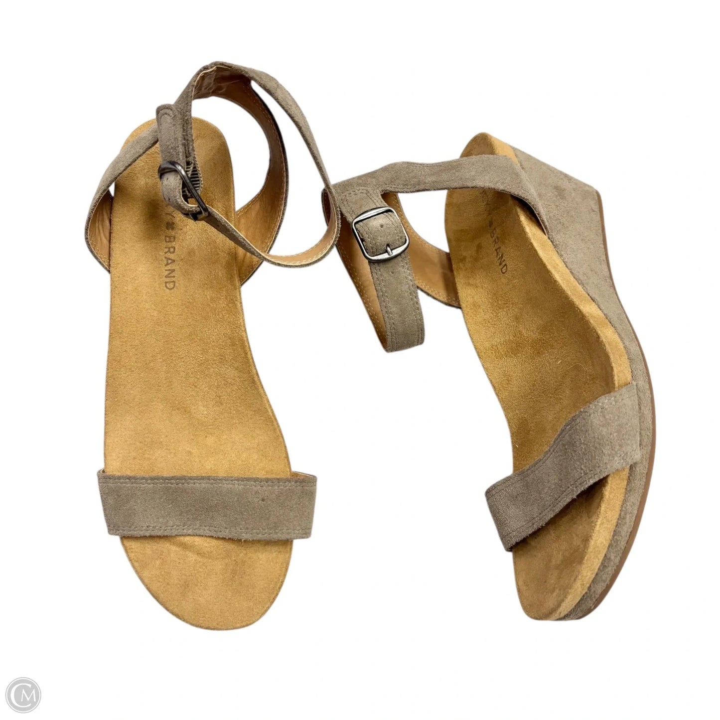Sandals Heels Platform By Lucky Brand In Taupe, Size: 8.5
