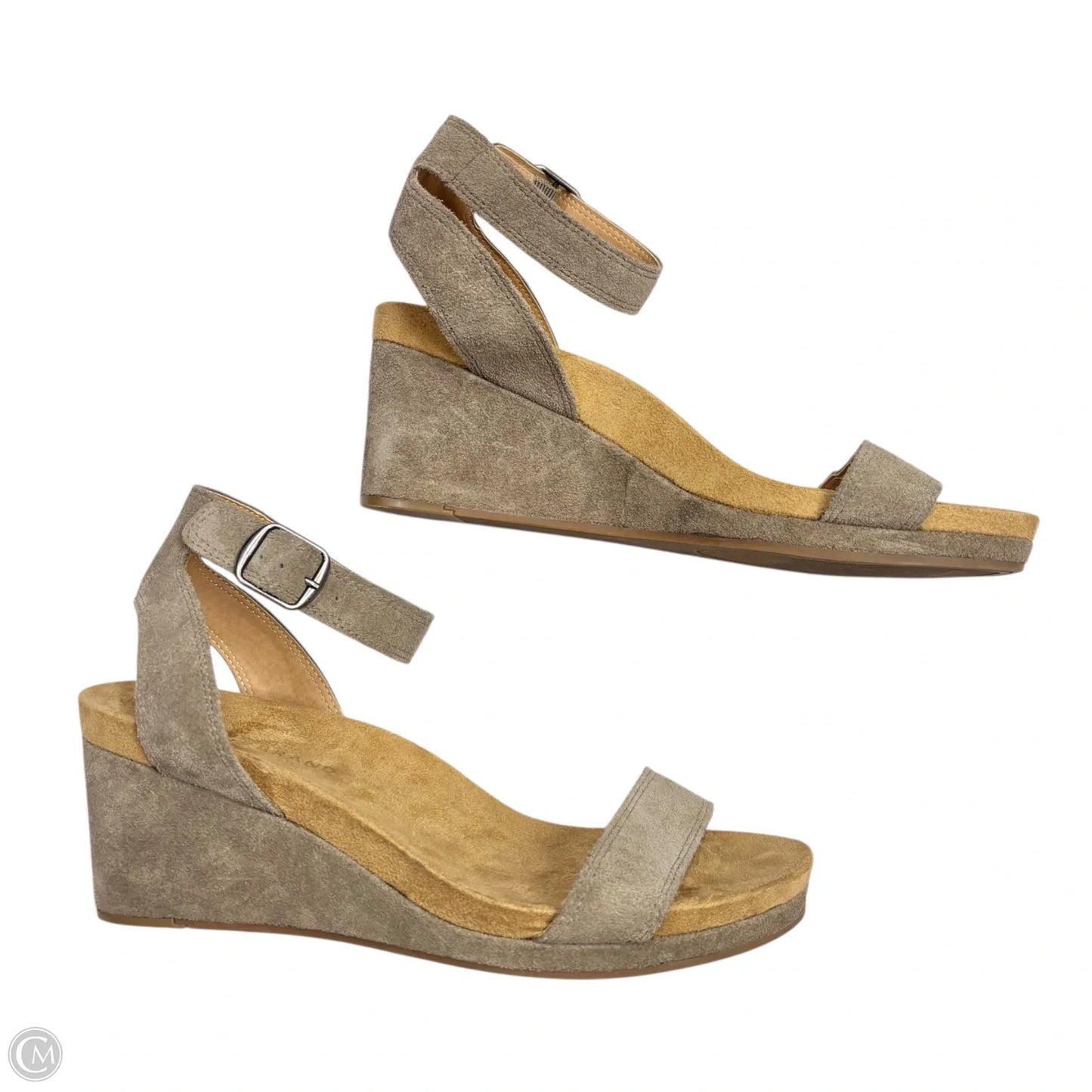 Sandals Heels Platform By Lucky Brand In Taupe, Size: 8.5