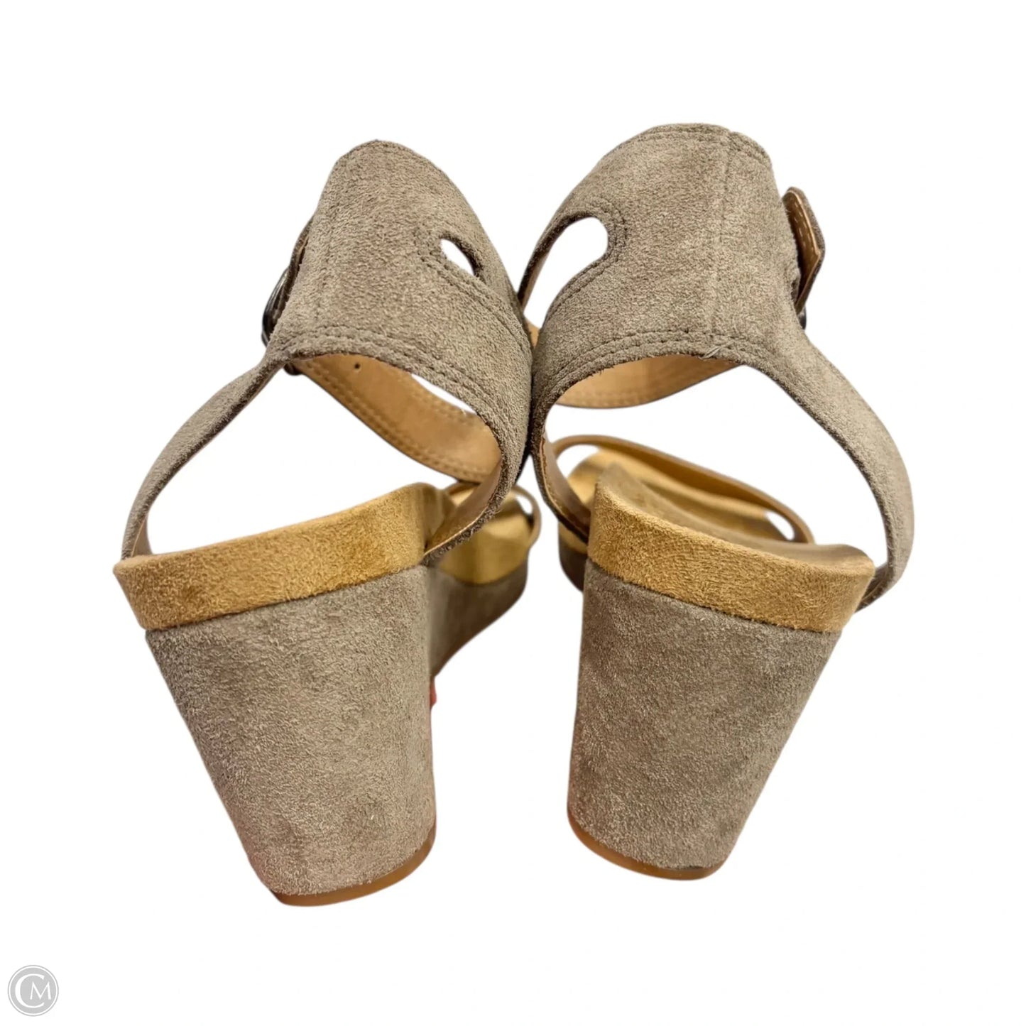 Sandals Heels Platform By Lucky Brand In Taupe, Size: 8.5