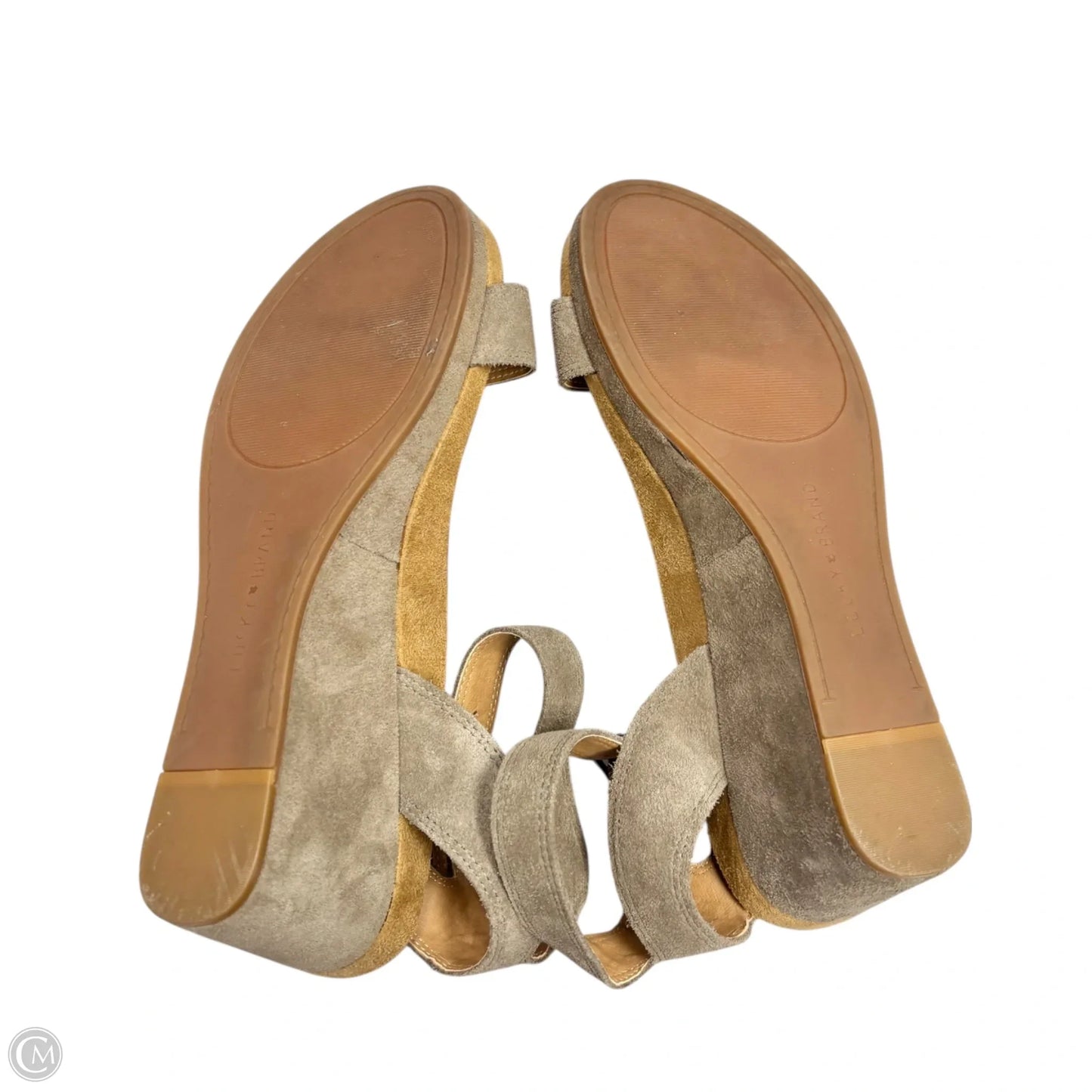 Sandals Heels Platform By Lucky Brand In Taupe, Size: 8.5
