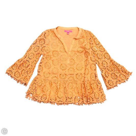 Top 3/4 Sleeve Designer By Lilly Pulitzer In Orange, Size: L