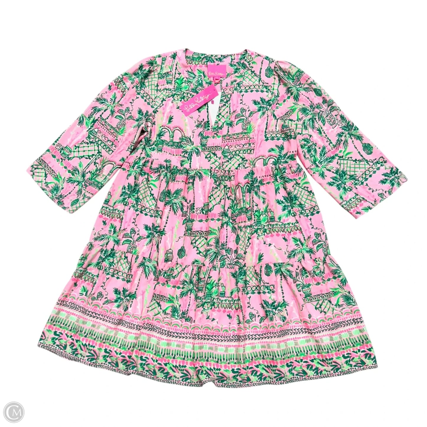 Dress Designer By Lilly Pulitzer In Green & Pink, Size: L