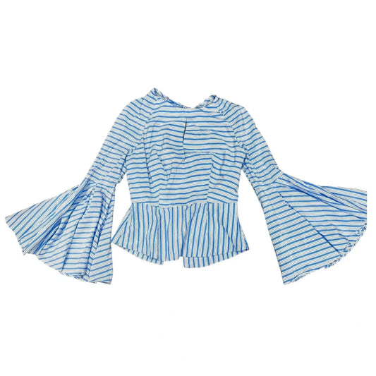 Top Long Sleeve Designer By Milly In Blue & White, Size: S