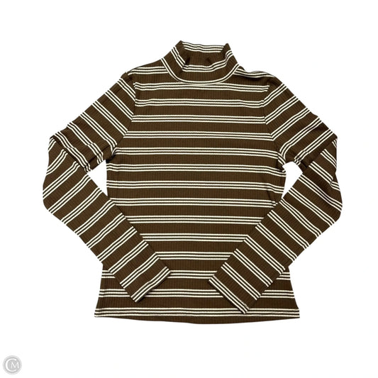 Top Long Sleeve By Maeve In Brown & Cream, Size: M