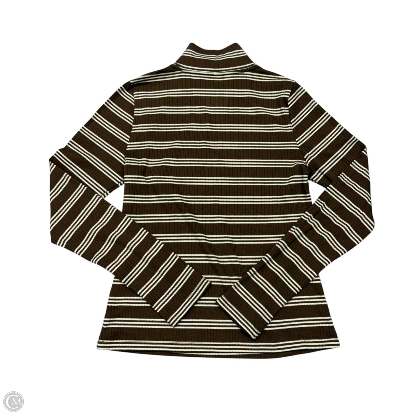 Top Long Sleeve By Maeve In Brown & Cream, Size: M