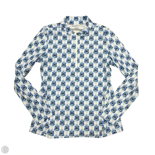 Athletic Top Long Sleeve Collar By Sigrid Olsen In Blue & White, Size: M