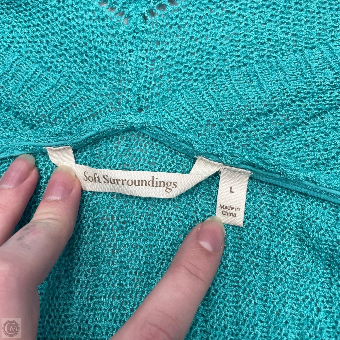 Sweater Cardigan By Soft Surroundings In Teal, Size: L