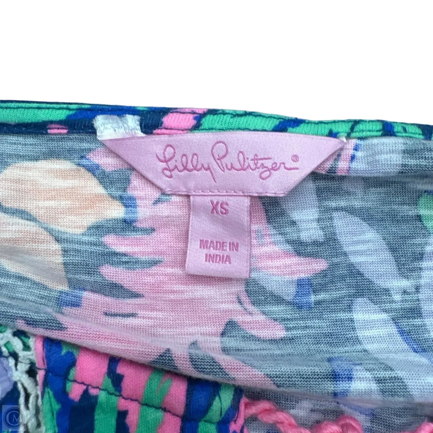 Top 3/4 Sleeve Designer By Lilly Pulitzer In Blue & Pink, Size: Xs