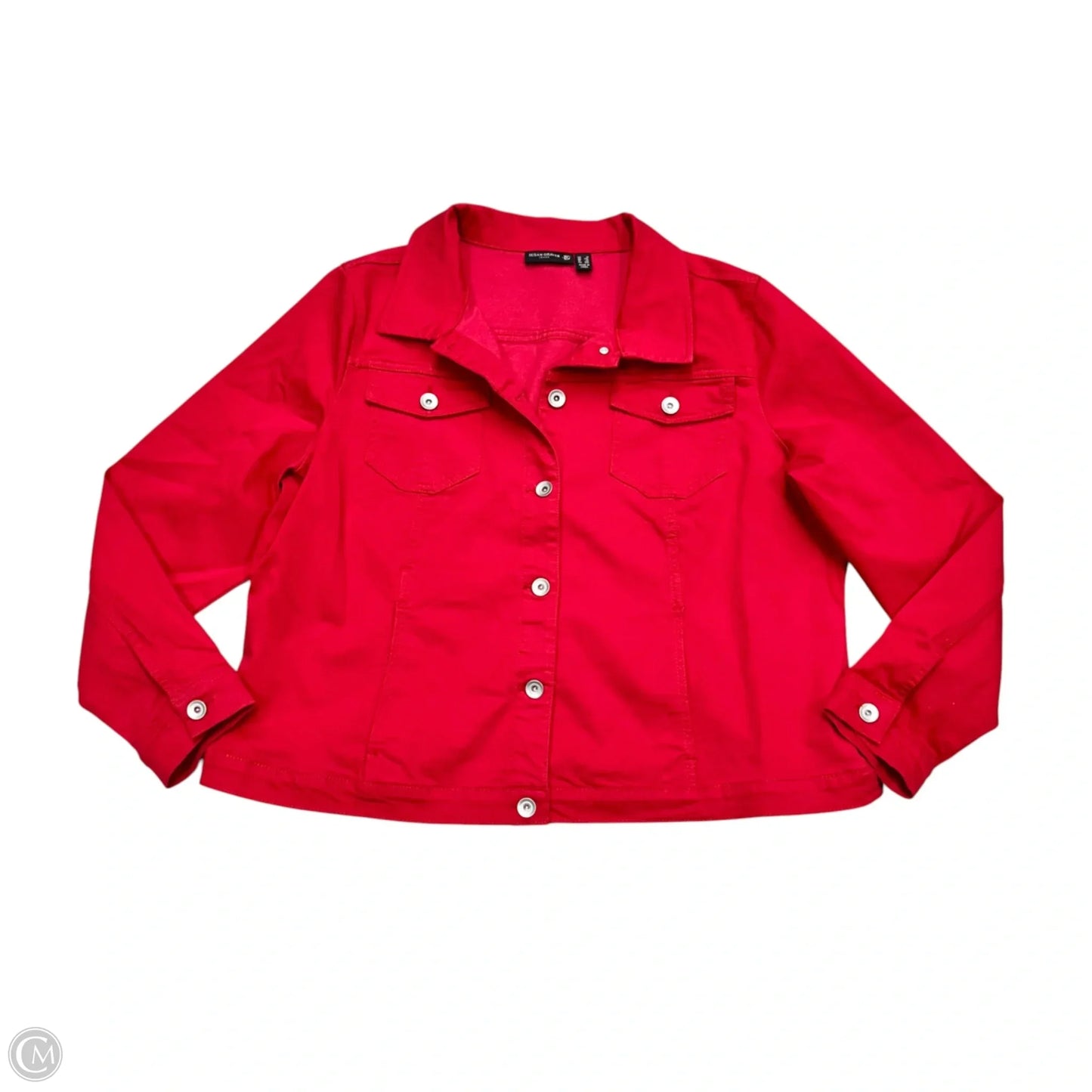 Jacket Denim By Susan Graver In Red Denim, Size: 1x