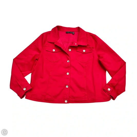 Jacket Denim By Susan Graver In Red Denim, Size: 1x