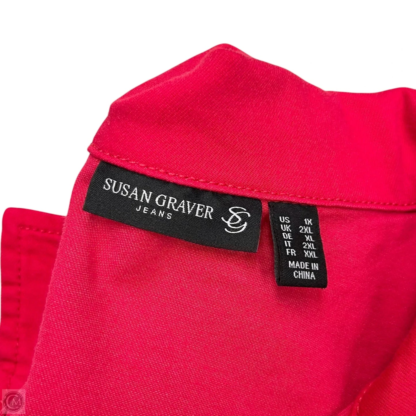 Jacket Denim By Susan Graver In Red Denim, Size: 1x