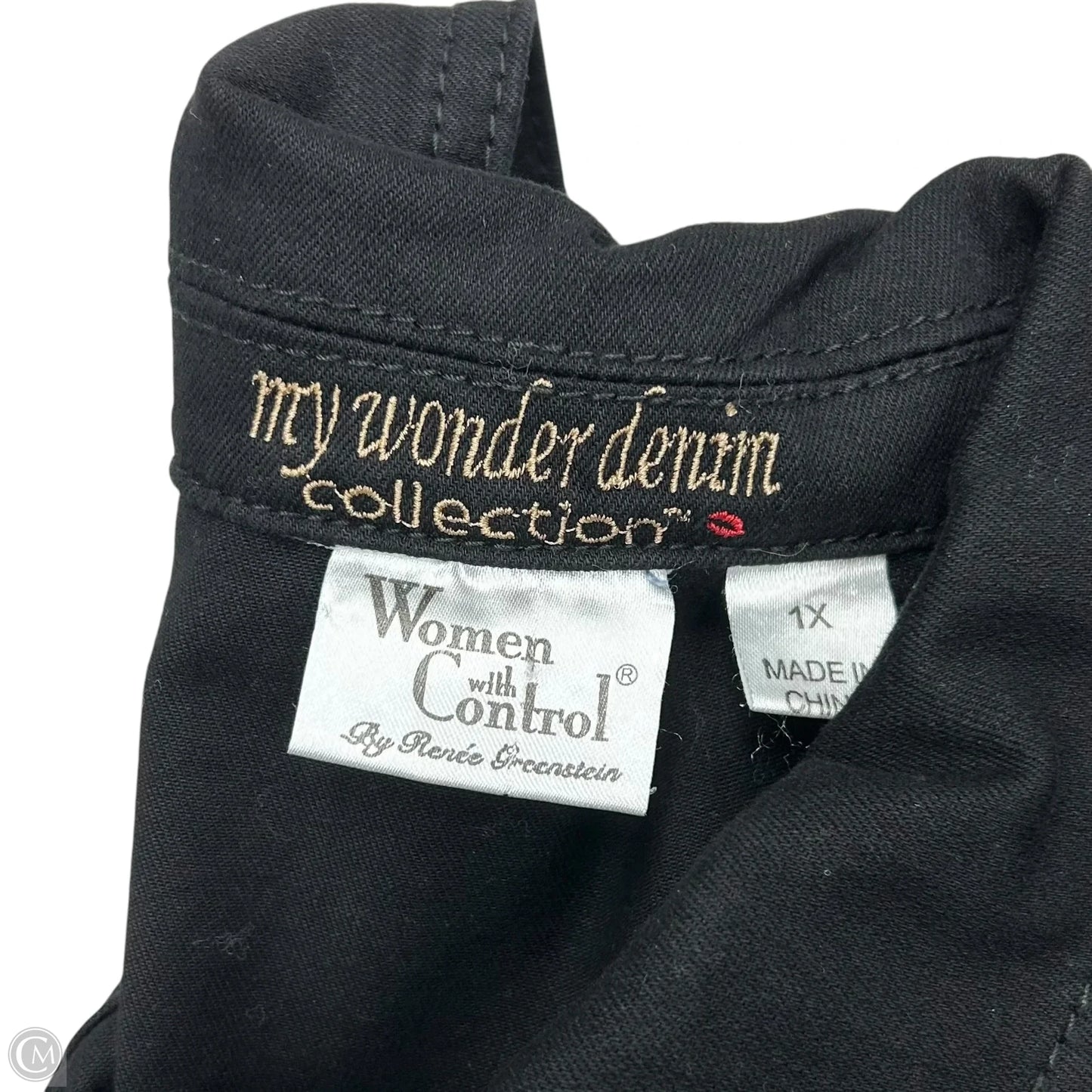 Jacket Denim By Women With Control In Black Denim, Size: 1x