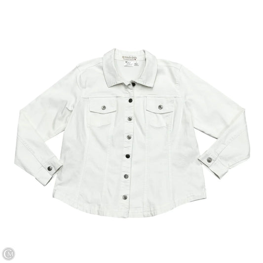 Jacket Denim By Women With Control In White Denim, Size: 1x