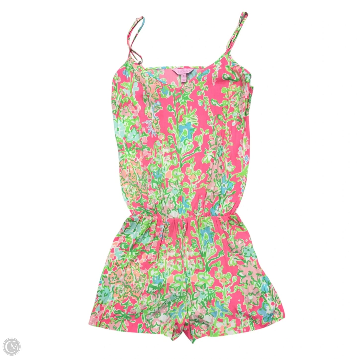Romper Designer By Lilly Pulitzer In Green & Pink, Size: L