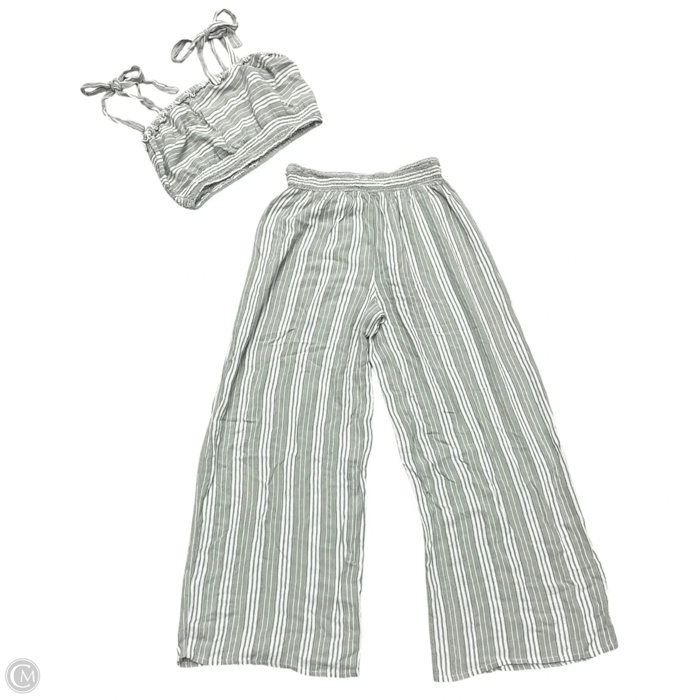 Pants Set 2pc By Salty Lemon In Green & White, Size: S