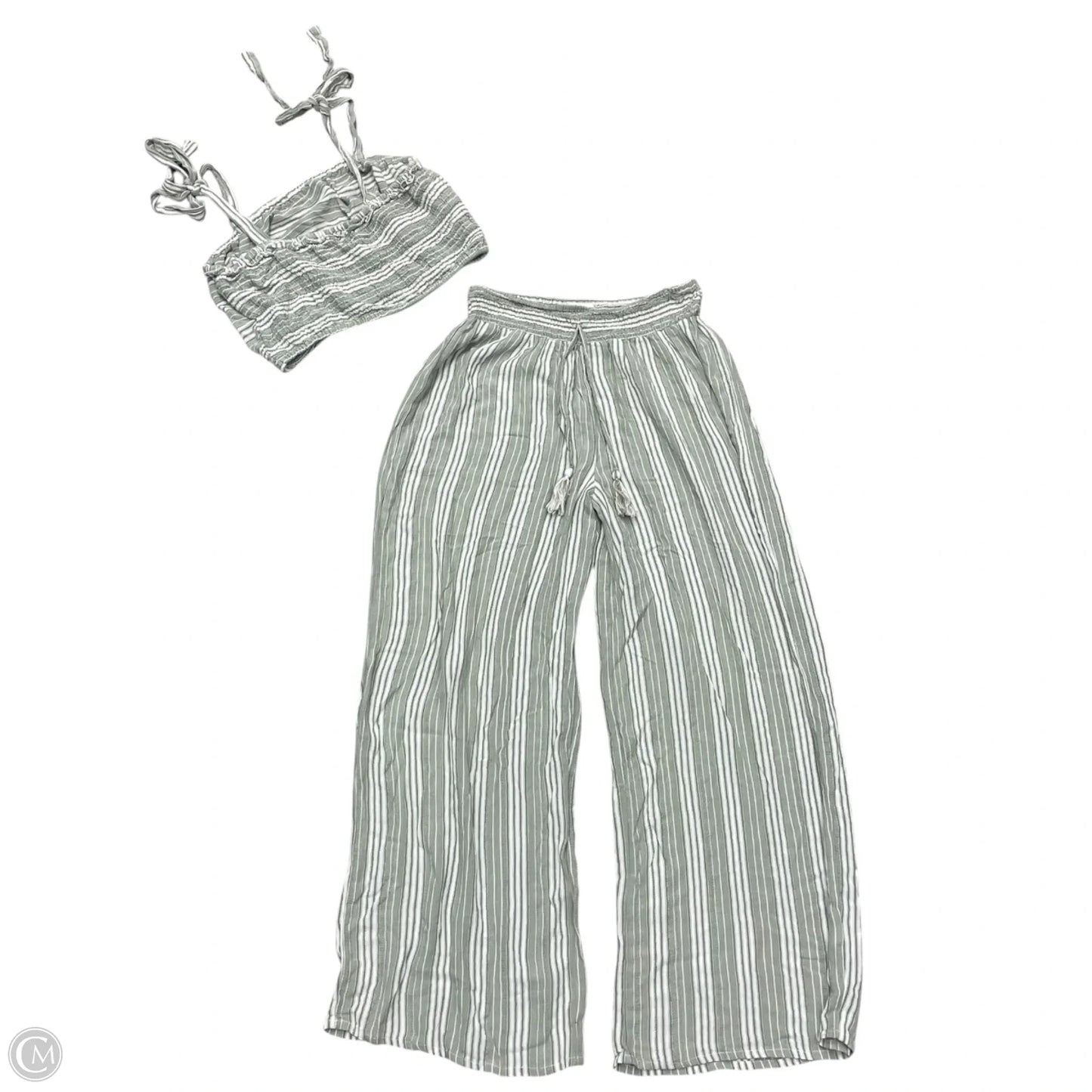 Pants Set 2pc By Salty Lemon In Green & White, Size: S