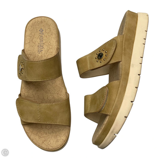 Sandals Heels Wedge By Spring Step In Tan, Size: 8.5