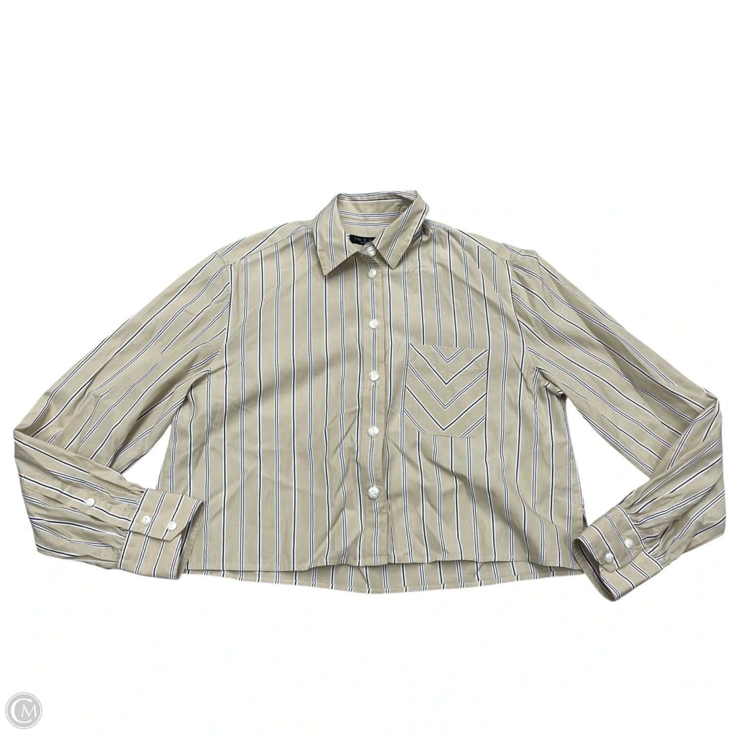 Blouse Long Sleeve By Rag And Bone In Tan & White, Size: S
