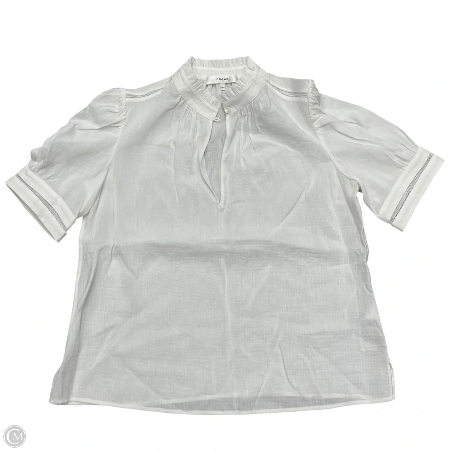 Top Short Sleeve By Frame In White, Size: M