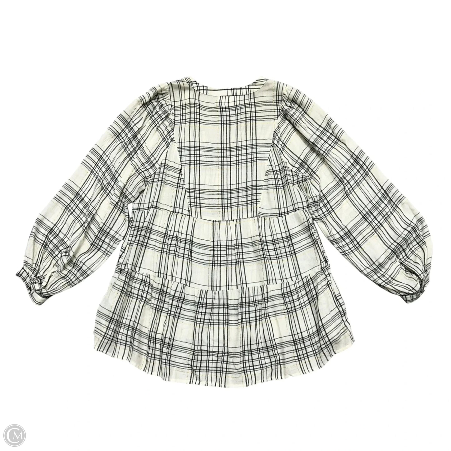 Top 3/4 Sleeve By Anthropologie In Plaid Pattern, Size: S
