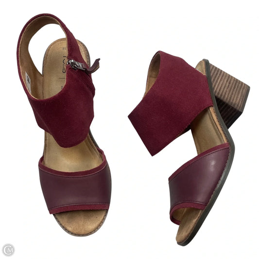 Sandals Heels Block By Toms In Maroon, Size: 12