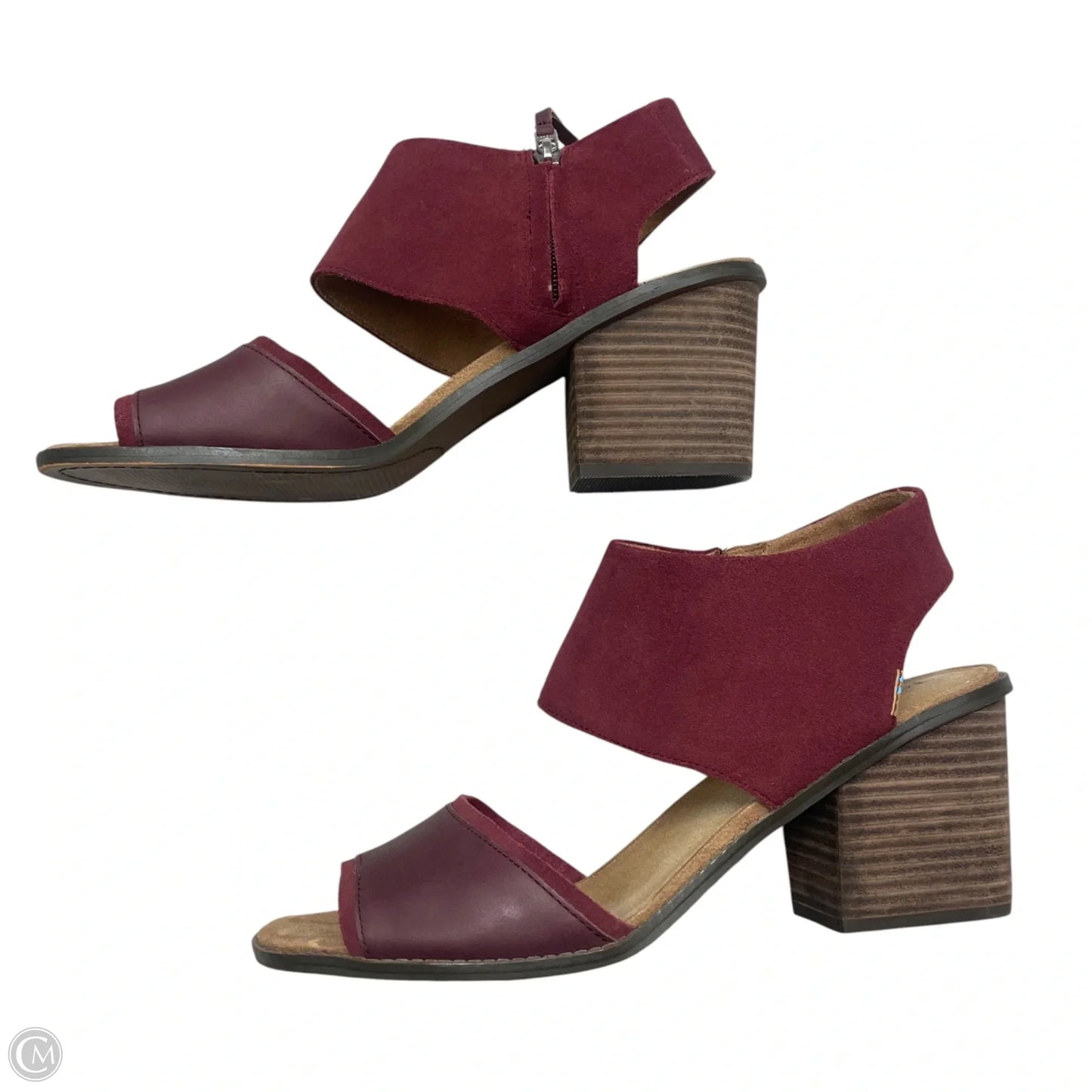 Sandals Heels Block By Toms In Maroon, Size: 12
