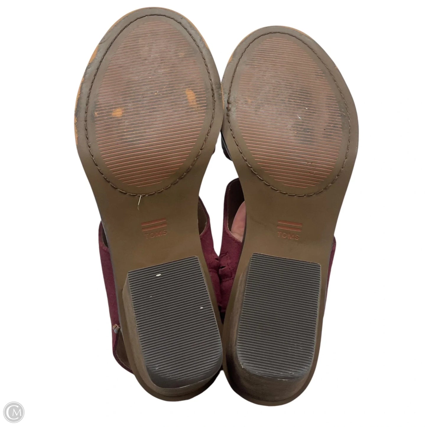 Sandals Heels Block By Toms In Maroon, Size: 12