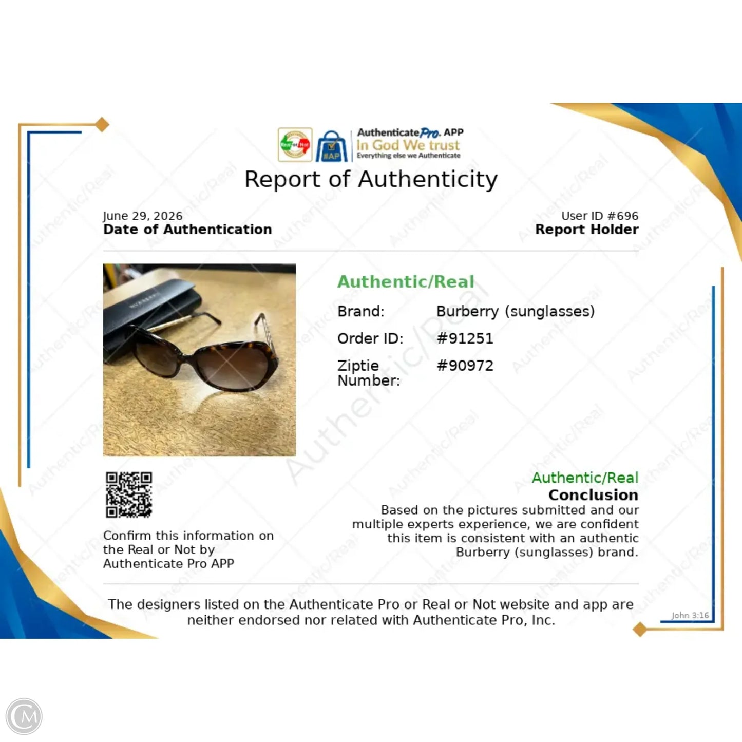 Sunglasses Luxury Designer By Burberry