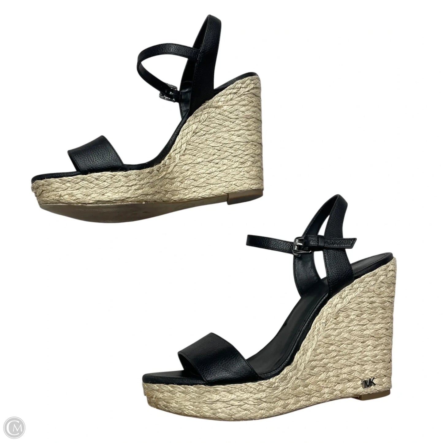 Sandals Heels Wedge By Michael By Michael Kors In Black & Cream, Size: 7.5