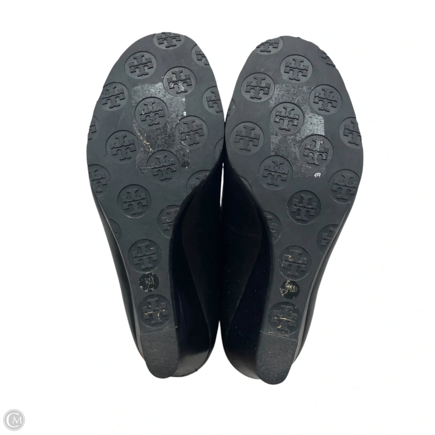 Shoes Designer By Tory Burch In Black & Gold, Size: 7